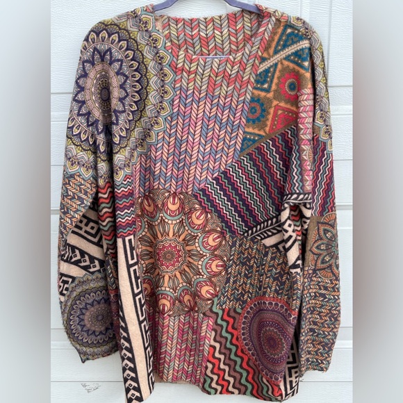 Women's yesno sweater wool blend multi-color crew neck long sleeves XXL - Picture 1 of 4